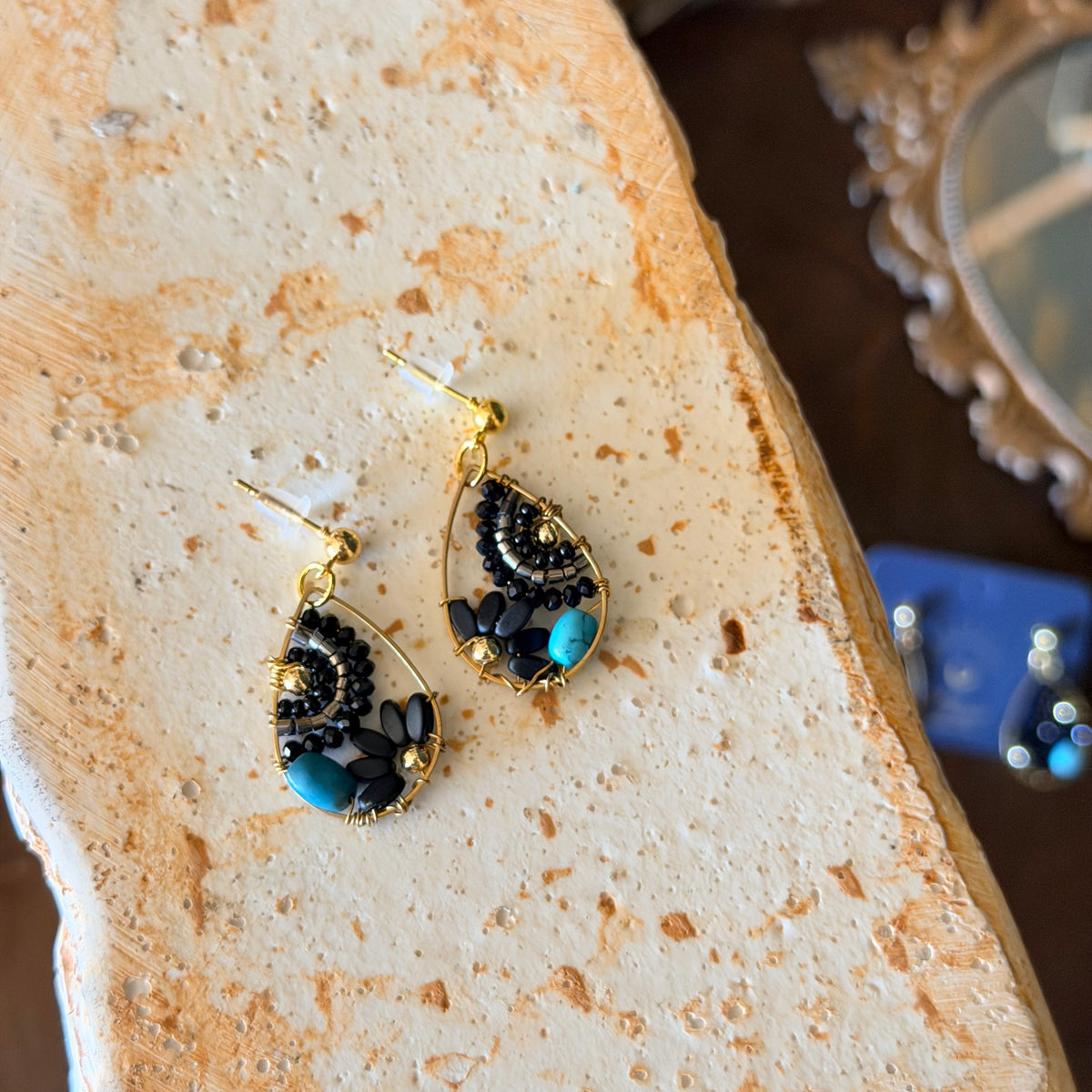 Teardrop Earring, Handmade Beaded Earrings, Beaded Jewelry