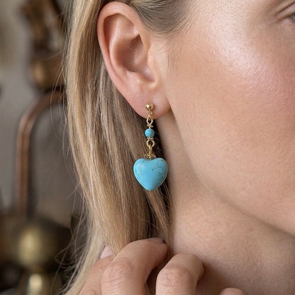 Heart Shaped Earrings, Stone Earrings, Handcrafted Earrings