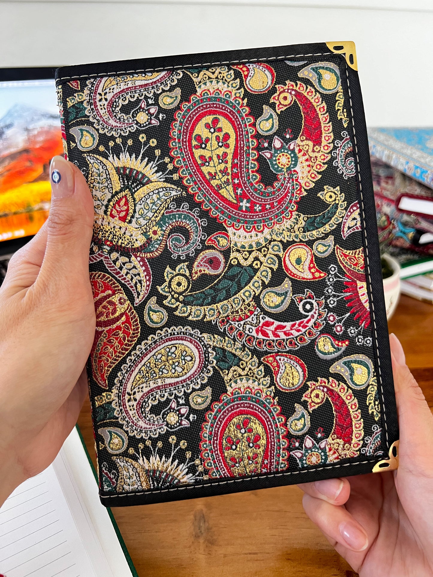 Bohemian Notebook, Large Journal, Handmade Fabric Notebook