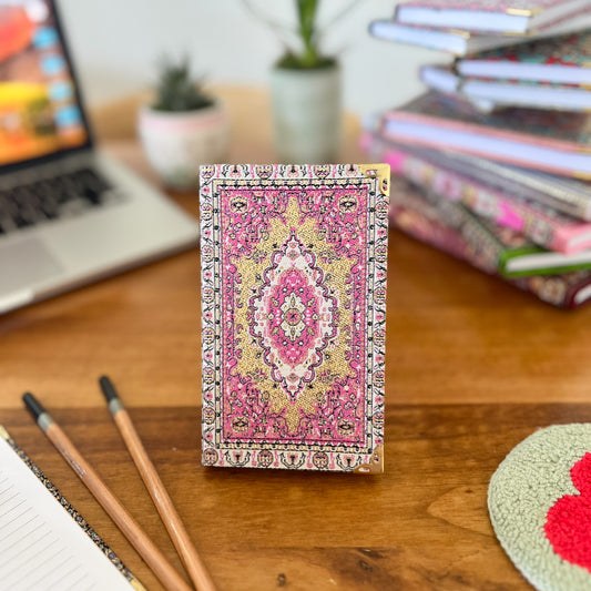 Rug Design Small Notebook, Handmade Pocket Journal