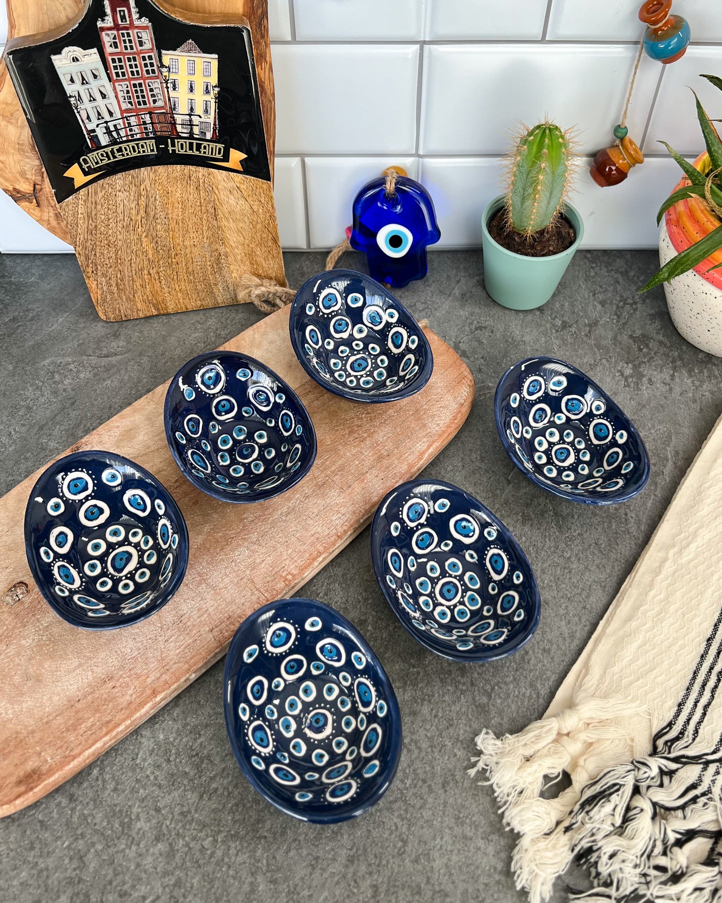Evil Eye Small Bowl, Trinket Dish, Pinch Bowls, Ceramic Bowl