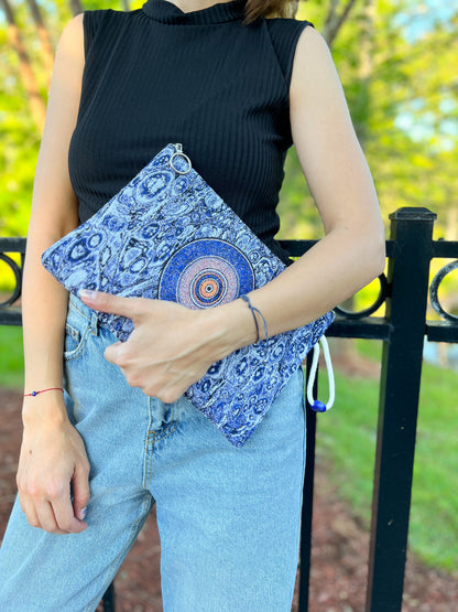 Slim Clutch Bag, Boho Clutch With Wristlet, Handmade Clutch