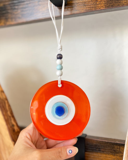 Orange Evil Eye Wall Hanging, Evil Eye Decor, Boho Decors