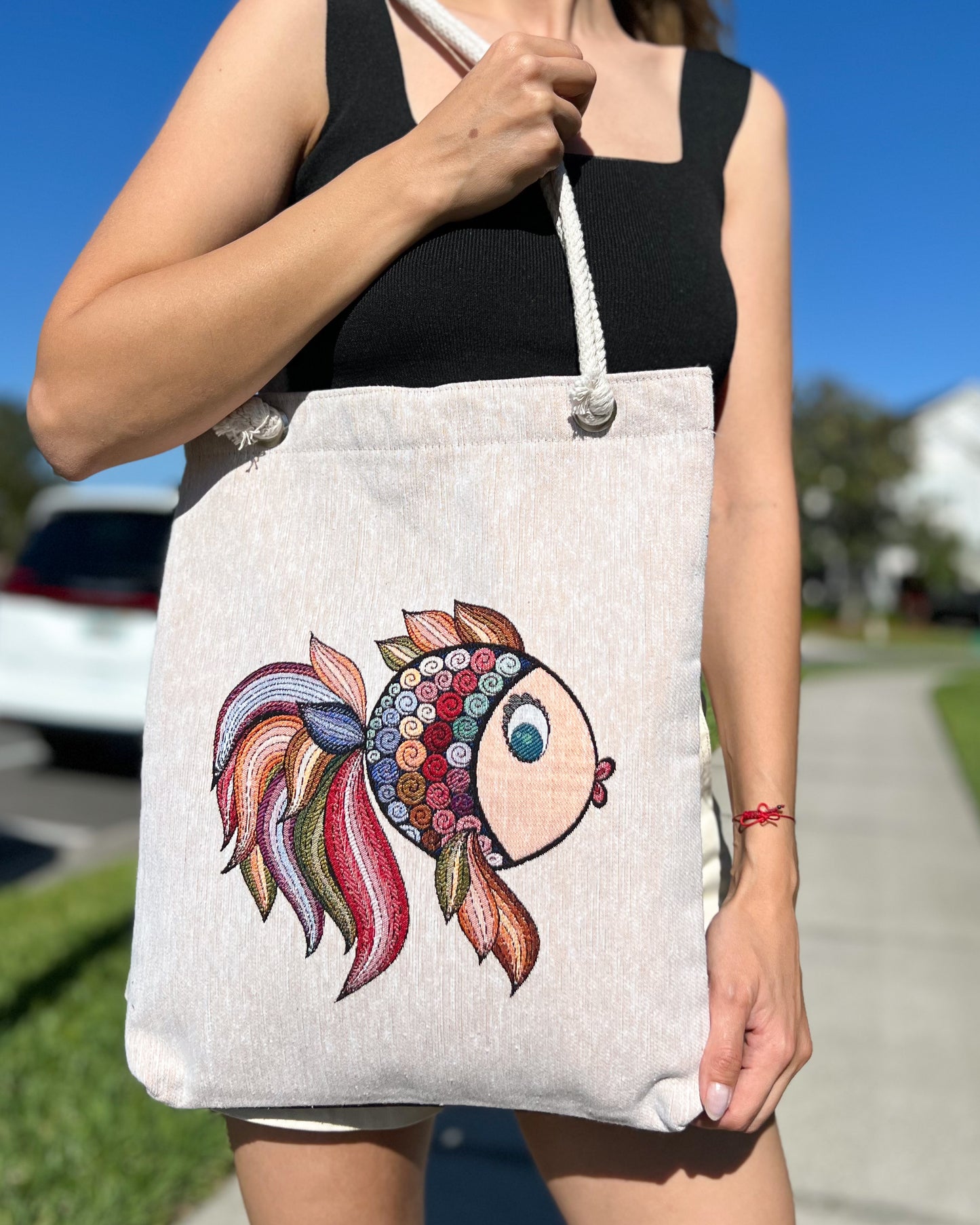 Cute Tote Bag, Fish Tote Bag, Beach Bags