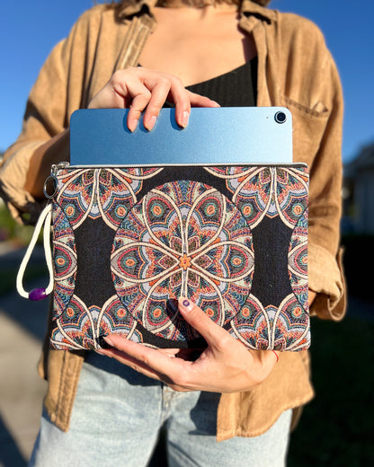 Mandala Clutch for Women, Handmade Clutch Bag, iPad Sleeve