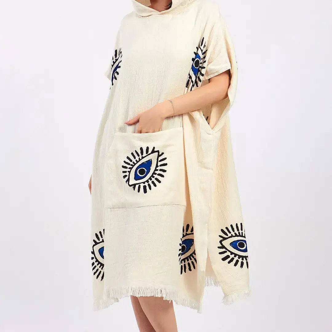 Evil Eye Poncho, Quick Dry Pool Poncho, Beach Poncho