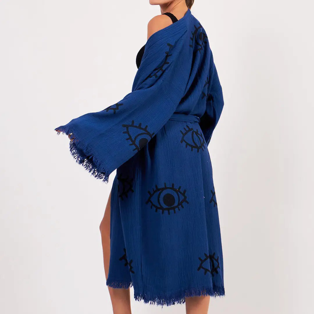 Boho Festival Kimono, Soft Cotton Bathrobe