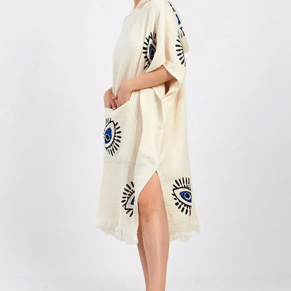 Evil Eye Poncho, Quick Dry Pool Poncho, Beach Poncho