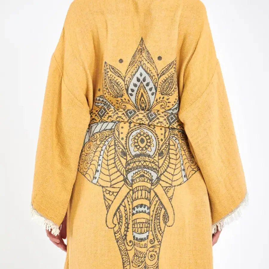 Elephant Kimono, Long Boho Kimono Kaftan