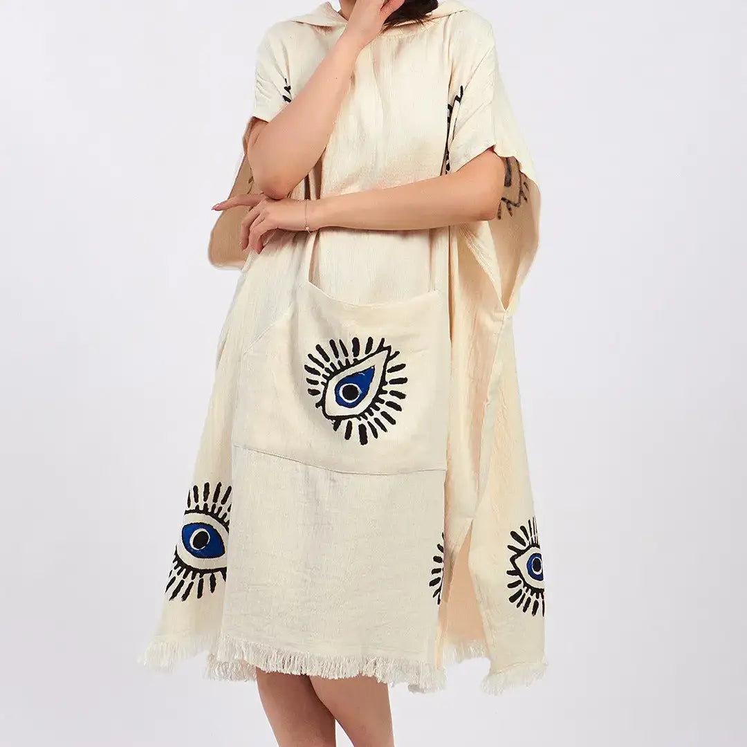 Evil Eye Poncho, Quick Dry Pool Poncho, Beach Poncho