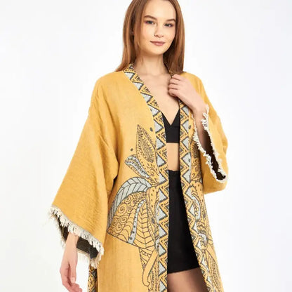 Elephant Kimono, Long Boho Kimono Kaftan