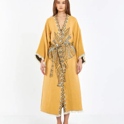 Elephant Kimono, Long Boho Kimono Kaftan