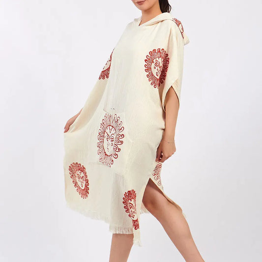 Organic Cotton Luxury Poncho with Hood and Pocket