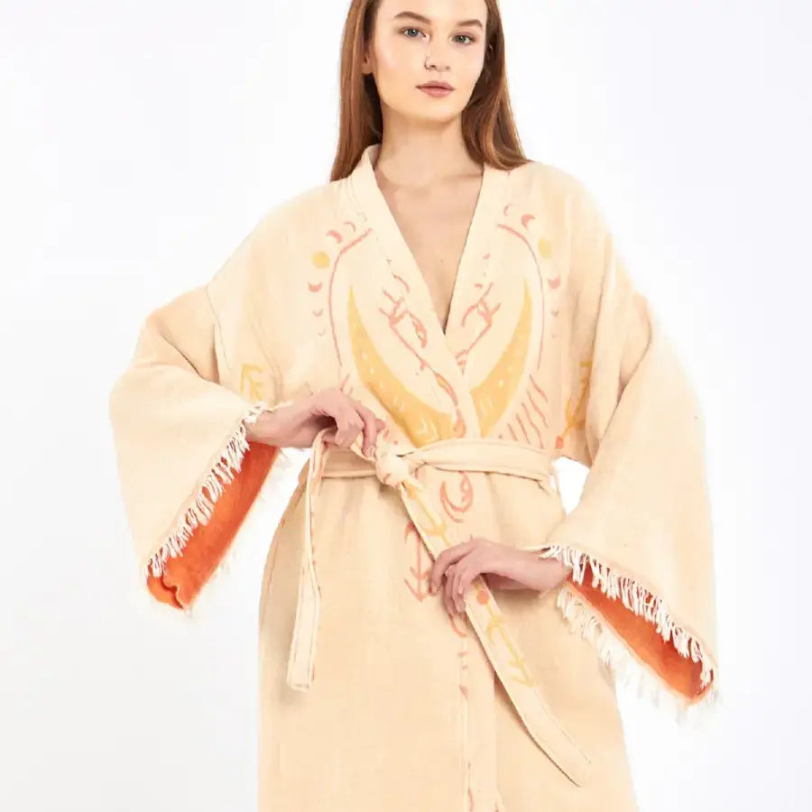 Evil Eye Kaftan Kimono, Cotton Robe, Bohemian Robe