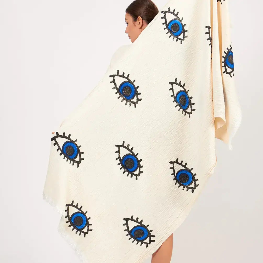 Luxury Cotton Towel, Beach Towel, Evil Eye Towel