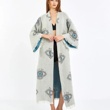 Evil Eye Kimono, Jacquard Kimono, Festival Kaftan Kimono