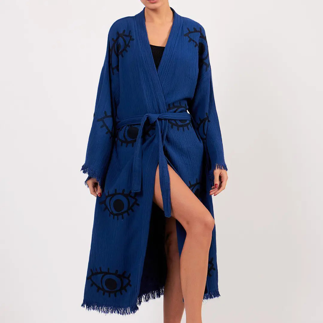 Boho Festival Kimono, Soft Cotton Bathrobe