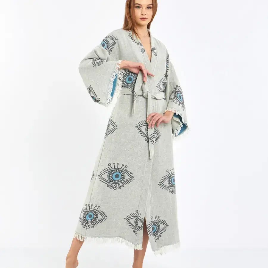 Evil Eye Kimono, Jacquard Kimono, Festival Kaftan Kimono