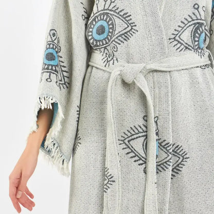 Evil Eye Kimono, Jacquard Kimono, Festival Kaftan Kimono