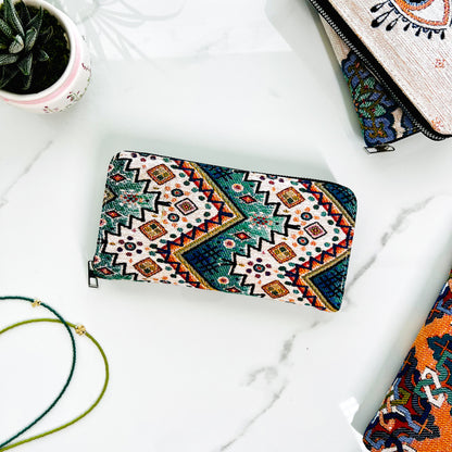 Aztec Design Wallet, Vegan Wallet for Women. Woven Fabric Wallet