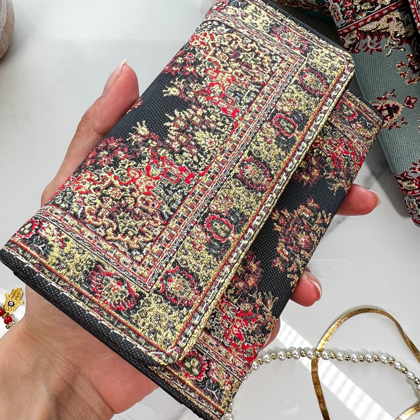 Rug Design Small Wallet, Handmade Boho Wallet for Women