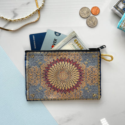 Mandala Design Coin Purse, Boho Fabric Pouch, Handmade Pouch