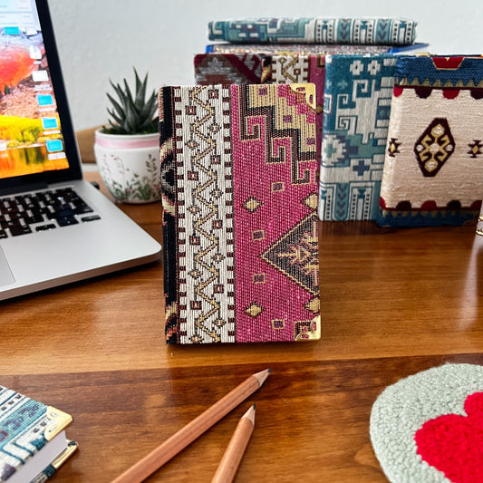 Handmade Small Notebook, Fabric Boho Journal, Cute Notebook