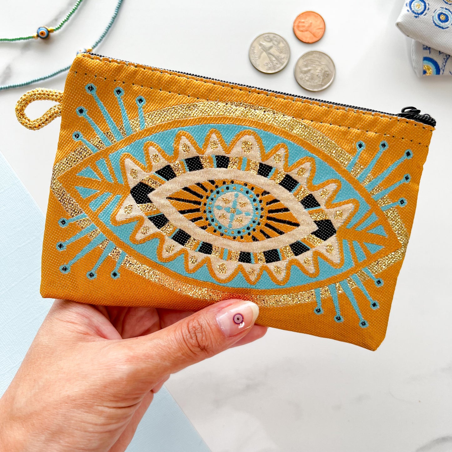 Evil Eye Pouch, Boho Coin Purse, Handmade Coin Purse