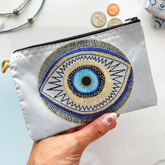 Evil Eye Pouch, Cute Coin Purse, Handmade Boho Coin Purse