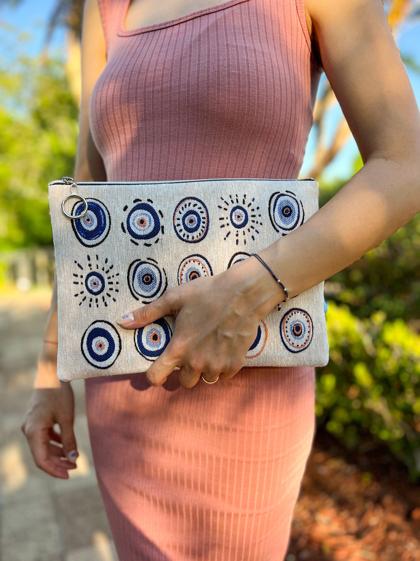 Evil Eye Clutch Bag, Fabric Slim Clutch Bag, iPad Sleeve