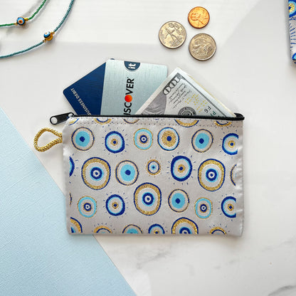 Cute Evil Eye Coin Purse, Handmade Fabric Zipper Pouch