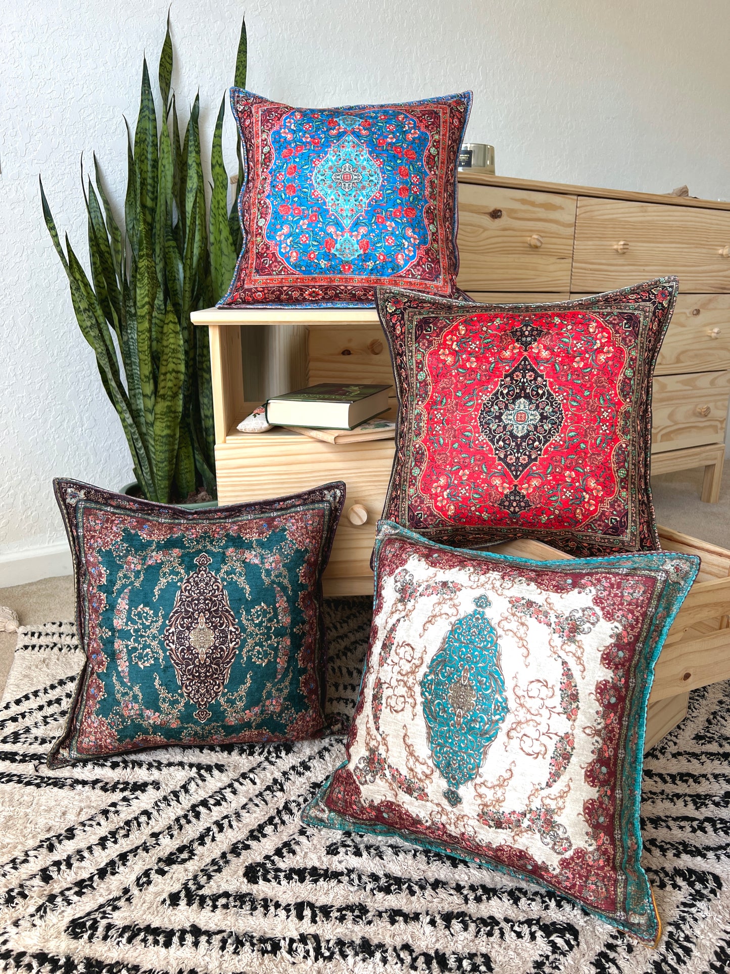 Rug Design Pillow Cover, Handmade Pillow Cases, Boho Pillows