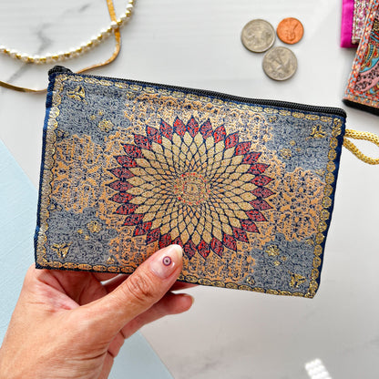 Mandala Design Coin Purse, Boho Fabric Pouch, Handmade Pouch