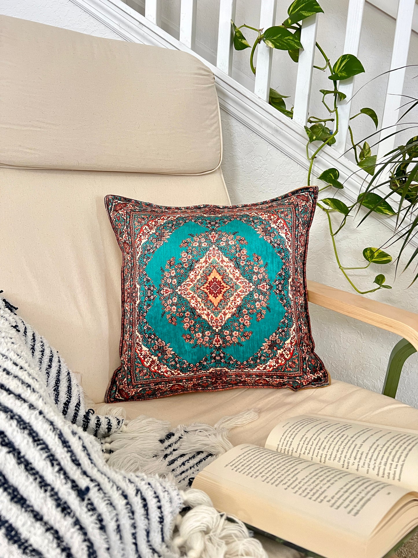 Boho Handmade Pillow Covers, 18x18 Decorative Throw Pillow