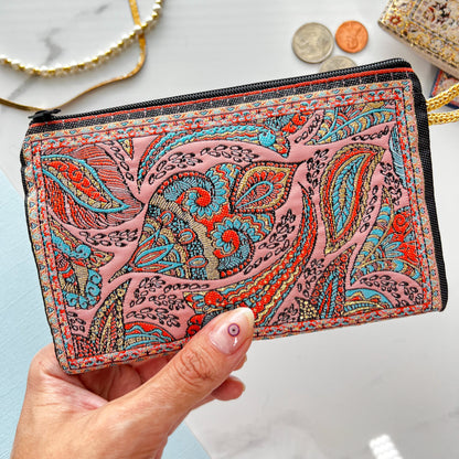 Boho Fabric Pouch, Cute Coin Purse, Handmade Pouch