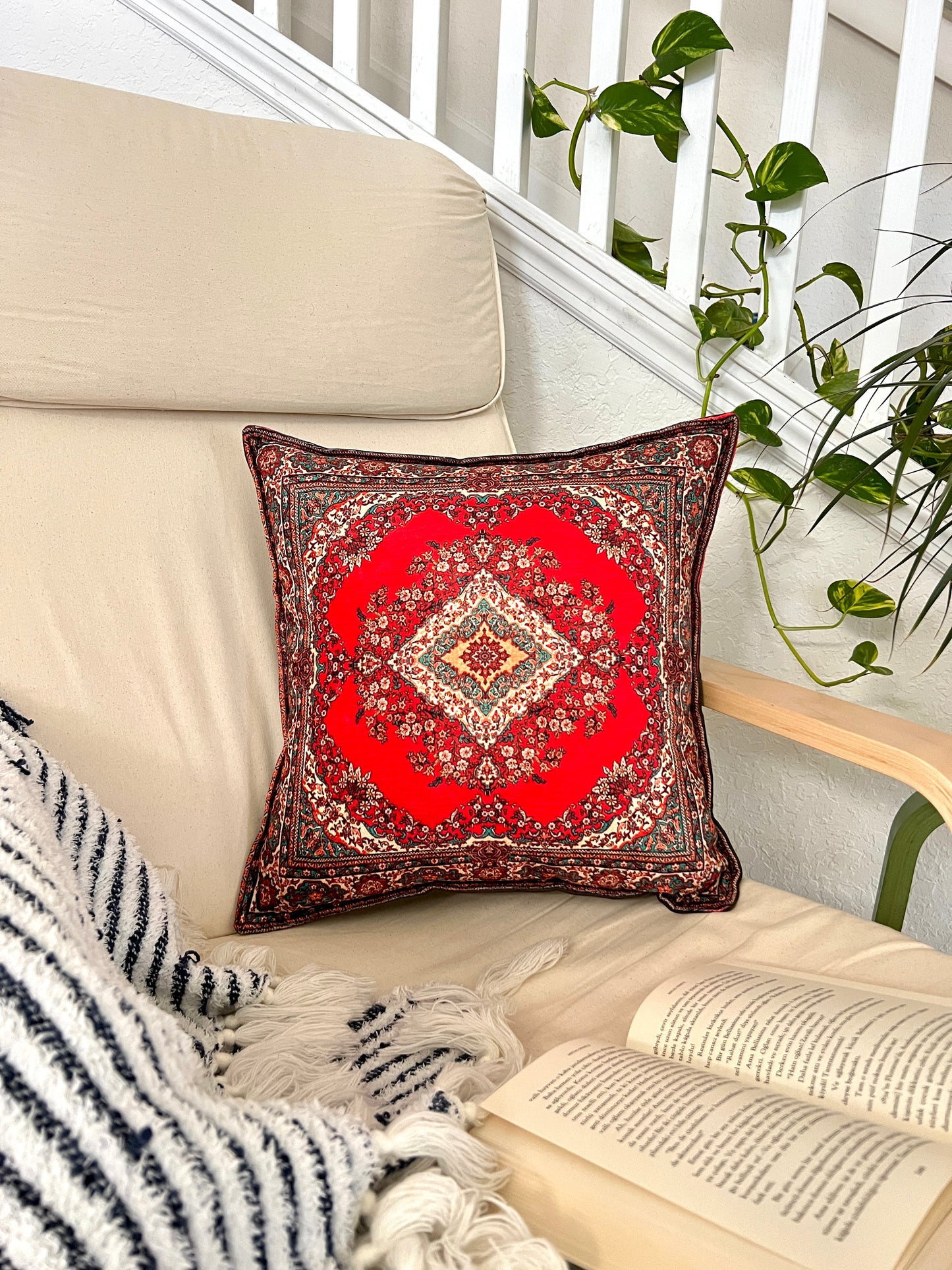 Boho Handmade Pillow Covers, 18x18 Decorative Throw Pillow