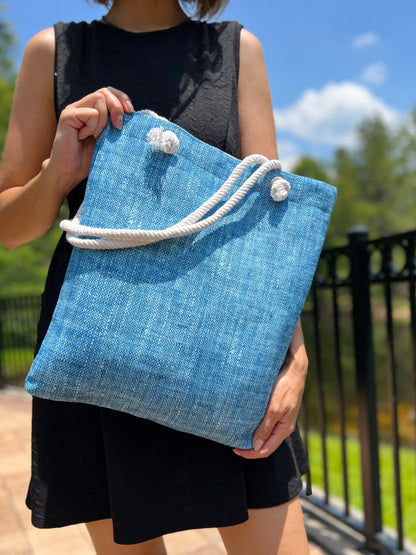 Evil Eye Tote Bag, Boho Beach Bag, Woven Shoulder Bag