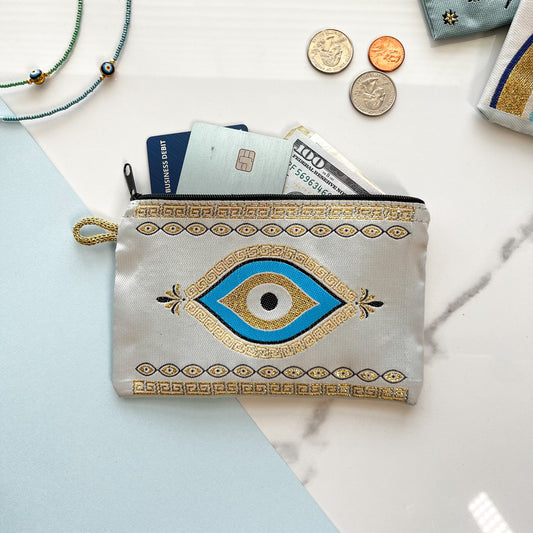 Evil Eye Coin Purse, Fabric Coin Purse, Small Zipper Pouch