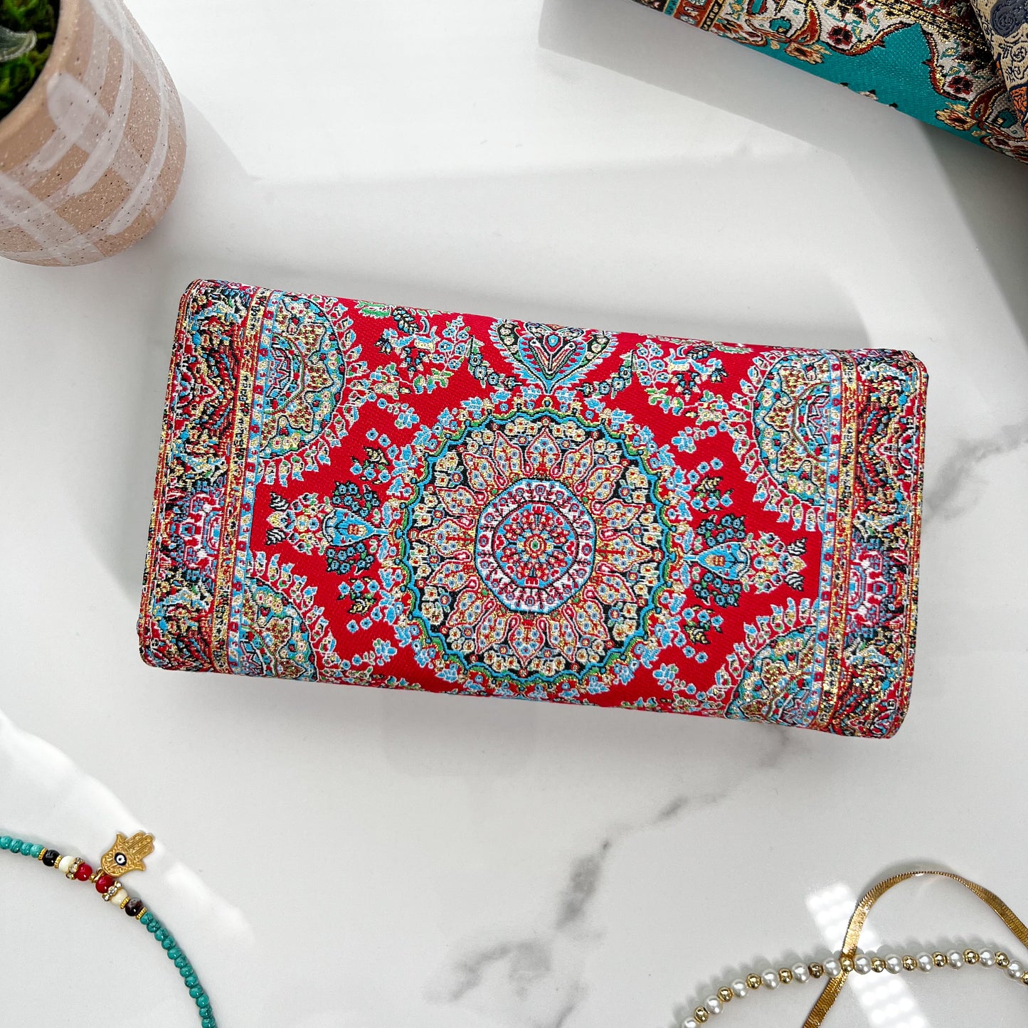 Boho Wallet for Women, Handmade Fabric Walllet, Rug Design Wallet