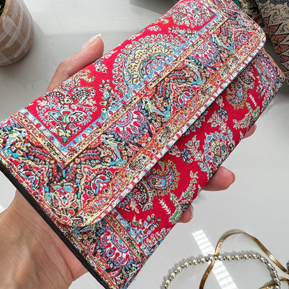 Boho Wallet for Women, Handmade Fabric Walllet, Rug Design Wallet