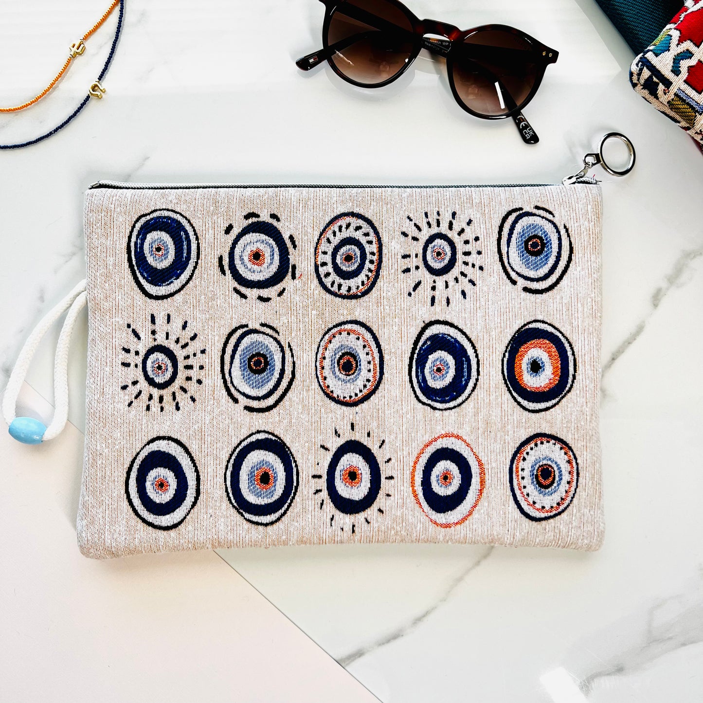 Evil Eye Clutch Bag, Fabric Slim Clutch Bag, iPad Sleeve