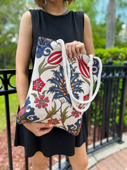 Shoulder Bag for Every Use, Floral Tote Bag, Woven Bag, Beach Bag