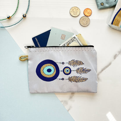 Boho Coin Purse, Evil Eye Gift, Handmade Coin Purse