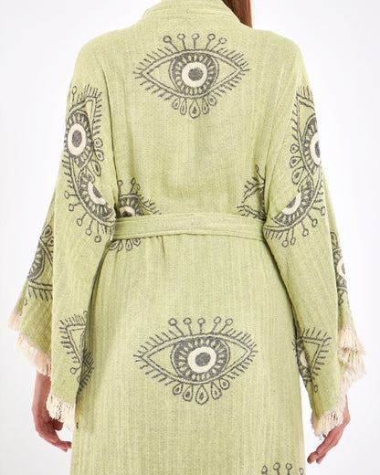 Jacquard Fabric Cotton Kimono, Evil Eye Kimono