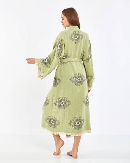 Jacquard Fabric Cotton Kimono, Evil Eye Kimono