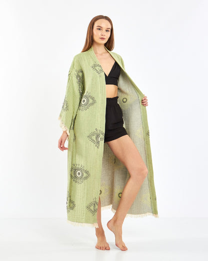 Jacquard Fabric Cotton Kimono, Evil Eye Kimono