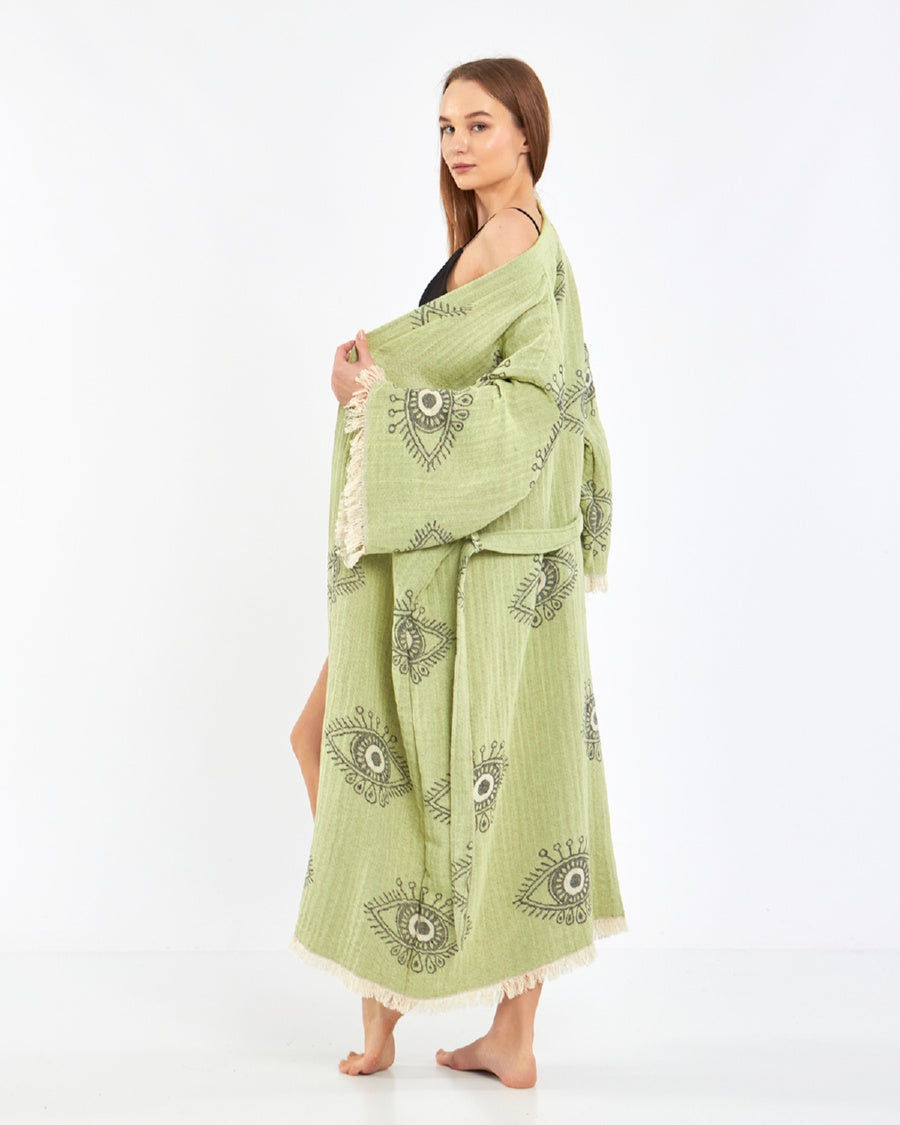 Jacquard Fabric Cotton Kimono, Evil Eye Kimono