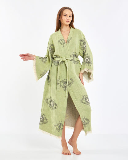 Jacquard Fabric Cotton Kimono, Evil Eye Kimono