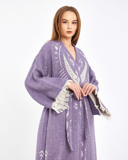 Cotton Kimono, Boho Robe for Women, Celestial Design