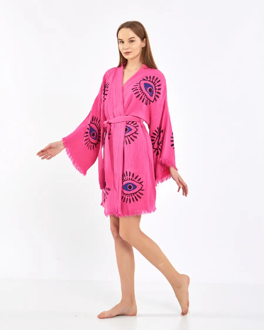 Cute Kimono, Evil Eye Robe, Cotton Kimono